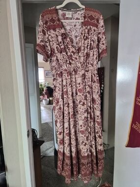 Boho Floral Wrap Maxi Dress in Dusty Rose Knox Rose